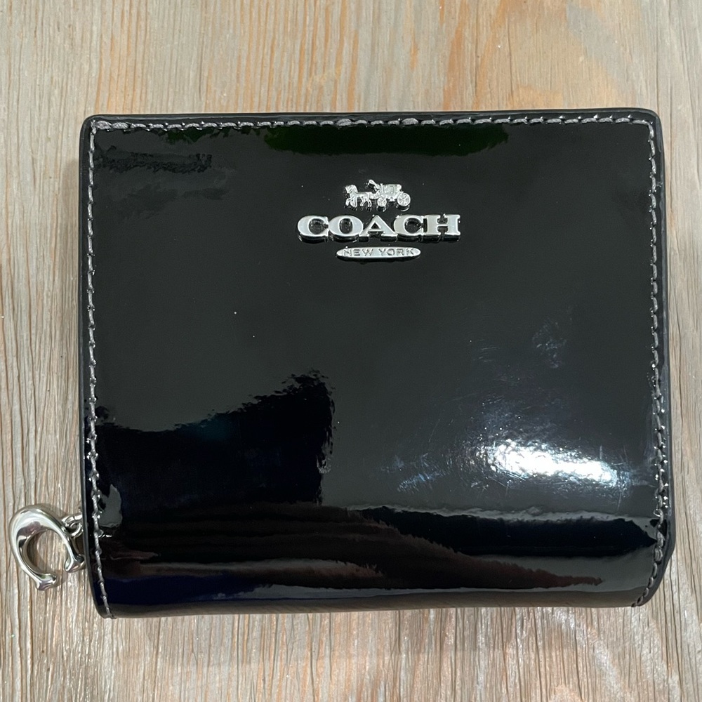 Coach Black Patent Leather Snap Wallet